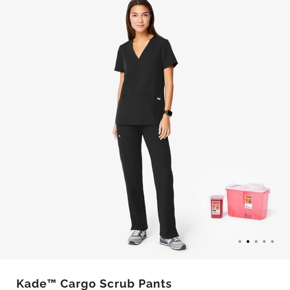 Figs black cargo pants, couple of uses worn. Good condition. - Picture 3 of 4